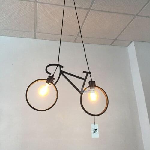 Novelty bike pendant lamps black white bedroom boy children led pendant lighting wrought iron Bike lamp metal pendant lights