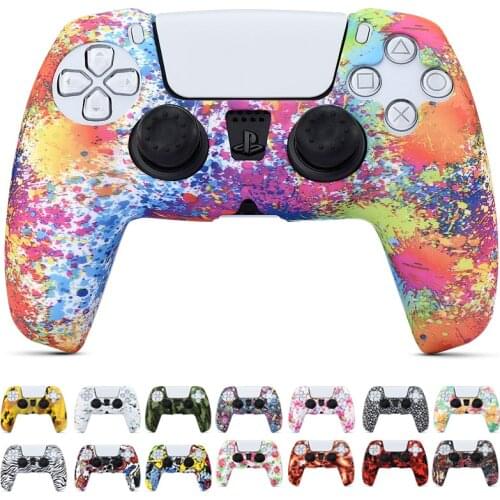 PS5 Silicone Cover Skin Case for Sony PS5 Dualsense Controller with PRO Thumb Grips x2