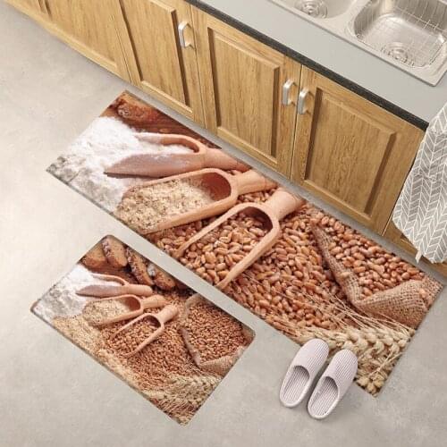 Fresh Cereals Bread Pattern Hallway Carpets Kitchen Entrance Door Mat Flannel Anti-slip Area Rugs Living Room Bedroom Decor 2021