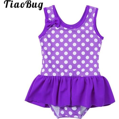 TiaoBug Baby Girls Red One-piece Sleeveless Swimsuit Polka Dots Ruffles Bowknot Swimwear Toddler Girls Bathing Suit Beachwear