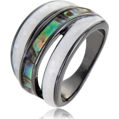 Viennois Dubai Style Rhinestones Shell Enamel Paved Cocktail Size Rings For Women Fashion Ring Fashion Jewelry Dubai Jewelry
