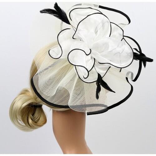 Fascinators for Women Organza Church Kentucky Derby British Bridal Headband Wedding Tea Party Flower Hats Hair Clip for Girls