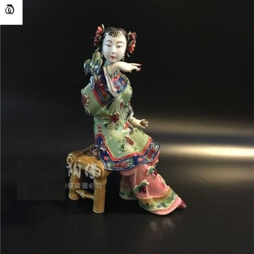 WU CHEN LONG Classical Ancient Beautiful Women Statue Bird Lady Art Sculpture Ceramic Craft Chinese Home Decor Ideas Gift R7086
