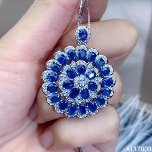 KJJEAXCMY Fine Jewelry 925 Sterling Silver Inlaid Natural Gemstone Sapphire Mis Female Pendant Necklace Classic Support Detectio