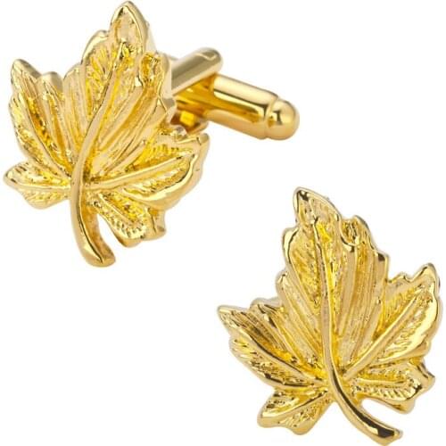 Mens shirts Cufflinks high-quality copper material Golden maple leaves Cufflinks 5 pairs of packaging for sale