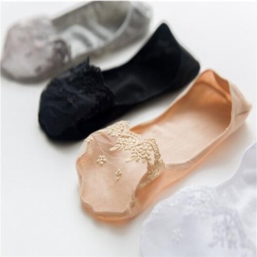 ZDL-188 Solid Female Lace Slippers High Heels Women Girls Spring Summer Soft Breathable Socks 10 Pairs