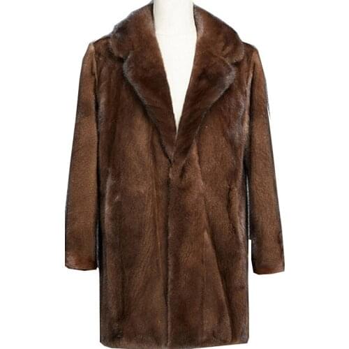 S-6XL New Fashion High Imitation Mink Fur Coat Male Winter Overcoat Mens Faux Fur Overcoat Man Winter Clothing