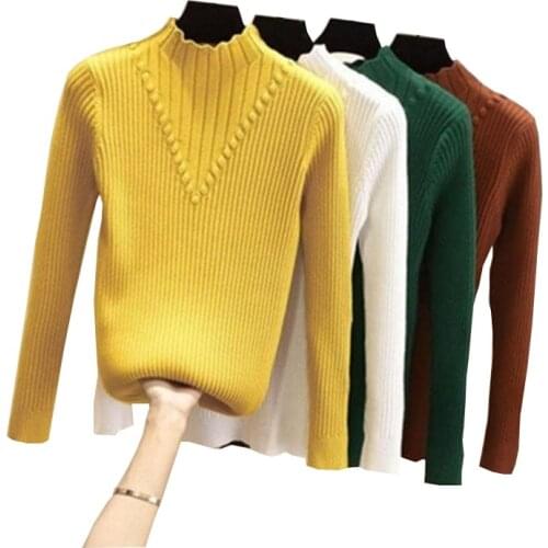 Woman Sweaters Womens Turtleneck Sweater Long Sleeve Top Fall/Winter Slim With velvet/without velvet Inner Skinny Knitted Top