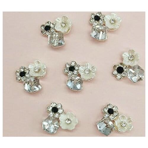 10 pcs/lot New Alloy Ornaments Earrings Jewelry Rhinestone Shell Flower Cube Flower Plate Alloy Jewelry Diy Handmade Accessory