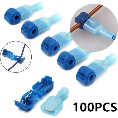 100PCS Insulated Male Quick Disconnect Spade Terminals T-Tap Self-Stripping Quick Splice Electrical Wire Terminals Connector