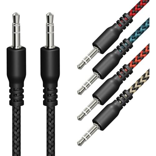 1m Aux CableJack 3.5 Mm To 3.5mm Audio Cable Male To Male Kabel Gold Plug Car Aux Cord for Iphone Samsung Xiaomi 100pcs/lot
