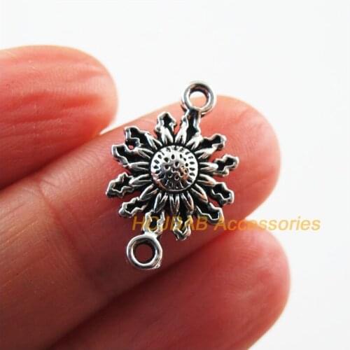 20 New SunFlower Charms Pendants Tibetan Silver Tone Connectors 13x20mm