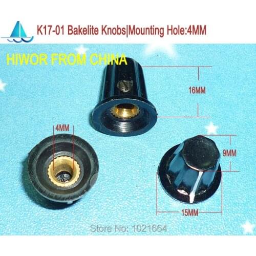 20pcs/lot)(ASS|Knob)K17-01 Bakelite Knob, Mounting Hole 4MM, For Rotary potentiometer & Encoder & Rotary Switch