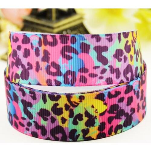 22mm 25mm 38mm 75mm Leopard print Cartoon printed Grosgrain Ribbon party decoration 10 Yards X-03351