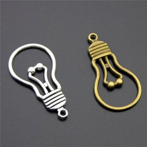 25pcs Bronze/Silver Color Light Bulb Charm Pendant DIY Necklace Jewelry Findings 36x19mm