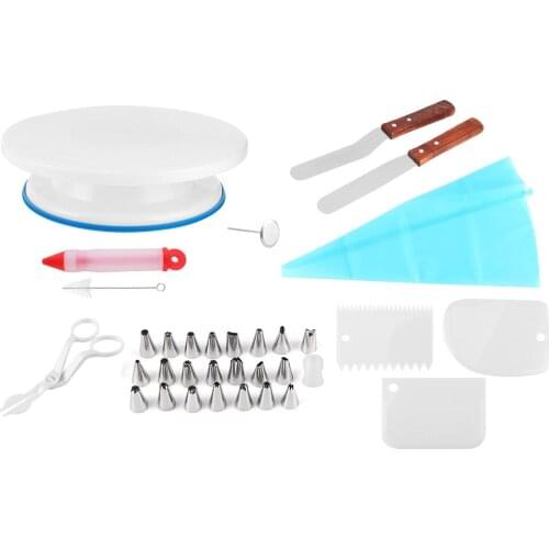 36Pcs/Set Cake Decorating Turntable Rotating Display Stand Scraper Cake Decoration DIY Tool Kit Icing Nozzle