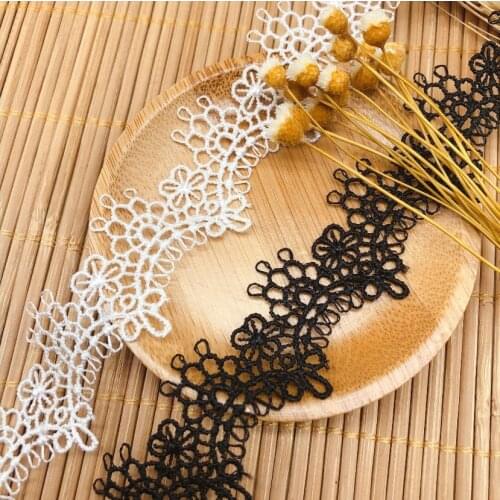 5 Yards/lot Width 2.7cm Delicate White Black Lace Embroidery Water Soluble Ribbon Trim Garment Dress DIY Sewing Accessories