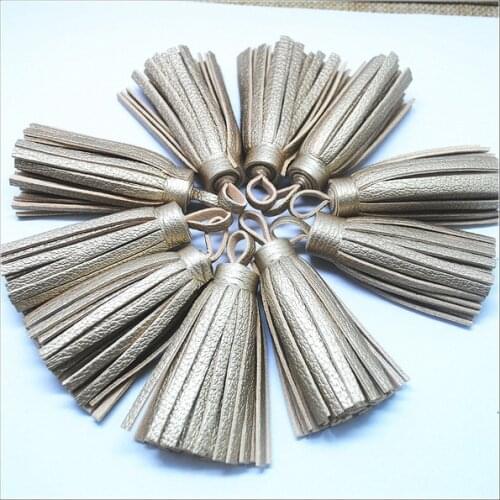 6pcs golden leather tassels pendants size 6cm length jewelry accessories jewelry finding jewelry components