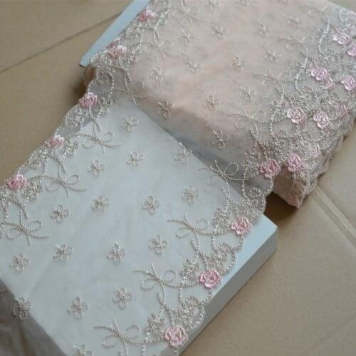 8Meters Bilateral Lace Trim Pink Purple Blue Sewing Ribbon Guipure Fabric Wedding Dress Garment Accessories DIY Crafts 21cm Wide