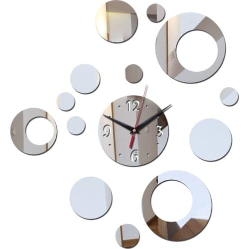 Promotion 2019 new arrival wall acrylic clock ring modern design luxury mirror 3d crystal watches living room