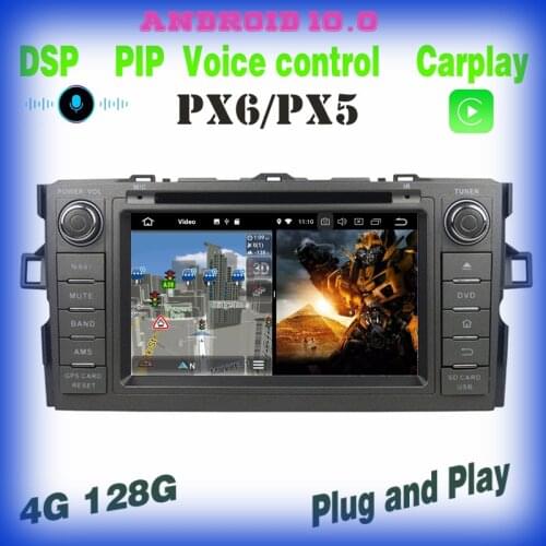 PX6 Android 10.0 voice control Car DVD GPS Multimedia Player for toyota auris 2007-2011 carplay wifi usb 4+128GB Auto Stereo