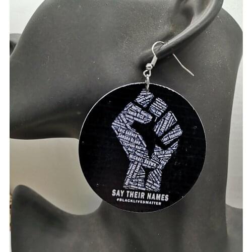 Free Shipping!Wooden fist power wooden earrings