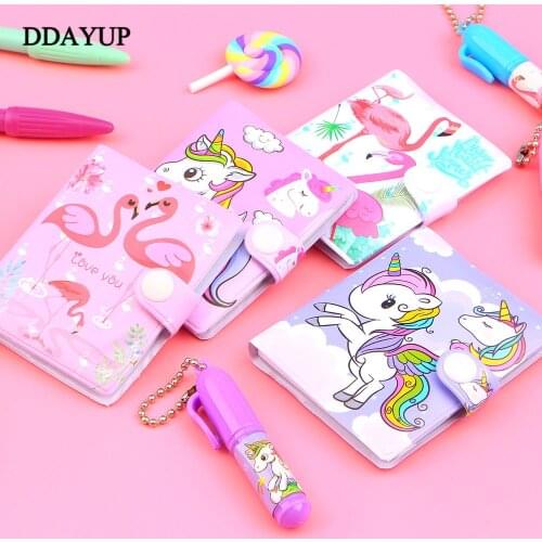 1 Set Cute Unicorn Flamingo Memo Pad + Ball Pen Sticky Notes Memo Notepad Notebooks Gift Kawaii Stationery