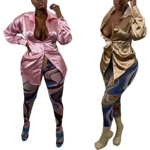 Imitation Silk Fabric Womens Blouses and Shirt Vintage Turn Down Collar Full Sleeve Skirt Spring Autumn Waist Shaped Blouses