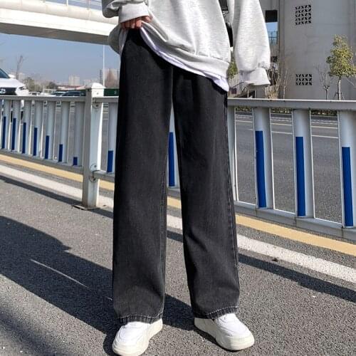 Black jeans womens new spring and autumn clothes, straight loose, thin, wide-legged, high-waisted, mopping pants