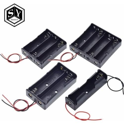 Black Plastic 1x 2x 3x 4x 18650 Battery Storage Box Case 1 2 3 4 Slot Way DIY Batteries Clip Holder Container With Wire Lead Pin