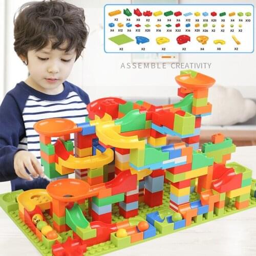 Small Particle Magical Marble Race Run City Building Blocks Sets Friends Funnel Slide DIY Bricks Educational Toys For Children