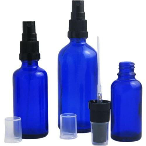 360 x 5ml 10ml 15ml 20ml 30ml 50ml 100ml Essential Oil Blue Bottles With Sprayer 1oz Refillable Empty Blue Perfume Bottles