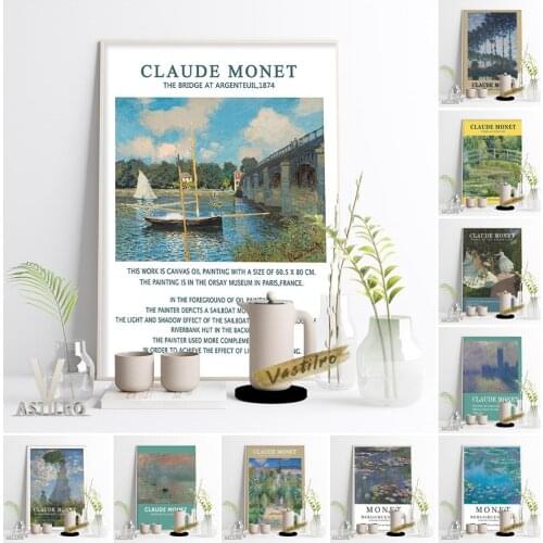 Claude Monet Water Lilies Exhibition Museum Poster Women In The Garden Canvas Painting Impressionism Gallery Art Decor Gift Idea