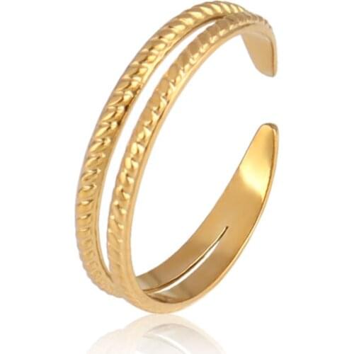 Stainless Steel Rings Gold Color Geometry Statement Ring Womens Punk Open Finger Ring For Women