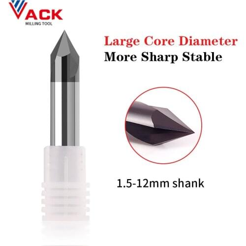 VACK 1PCS Chamfering Milling Cutter Alloy Carbide Metal Cutter Cnc Endmill 60 90 120 Degree Coated 3 Flute Chamfer End Mills