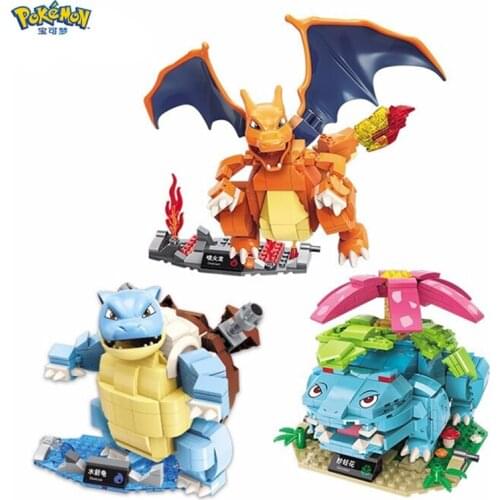 Pokémon Building Blocks Brick Pikachu Charizard Blastoise Cartoon Character Animals Model Educational Game Toys for Children set
