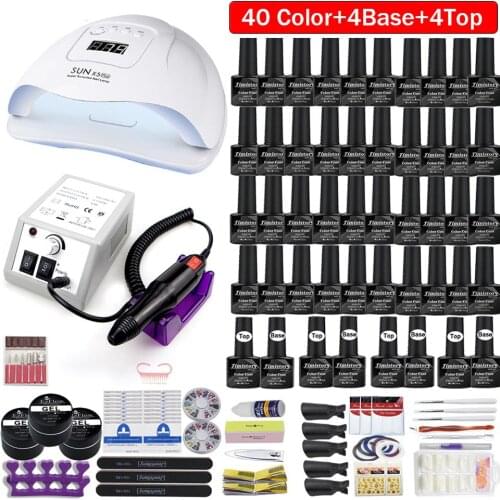 120/80/54W Professional Nail Lamp Kit 50/40 Colors Gel Polish Acrylic Manicure Set Nail Tool With Nail Salon Nail Drill Machine