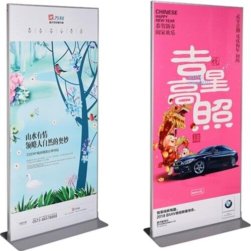 Metal Aluminium Floor Poster Frame Stand Advertising Banner Stand Exhibition AD KT Board Display Banner Rack Floor Banner Stand