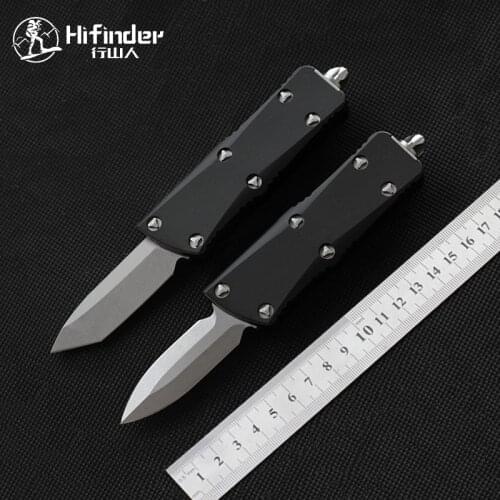 Mini Pocket Knife Out the front D2 Blade Aluminium Handle hunting Knives Survival Tactical EDC Outdoor Camping Utility Knife