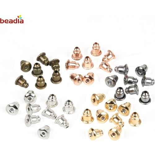 New Arrival Approx 200pcs/box Earplugs Size 6x1mm 5 Colors Iron Covered Plastic Ear Cap Earring For DIY Jewelry Findings