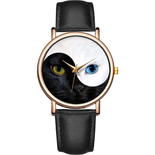 New Fashion Quartz Womens Watch Ladies Creative Cute Cat Watches Casual Leather Luxury Clock Gift Reloj Mujer Montre Femme Saat