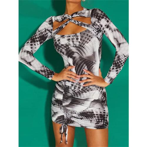 Women Sexy Spaghetti Straps Mini Dress Polka Dot / Floral Sleeveless Sundress Party Clubwear Chic Lady Back Cross Lace Up Dress