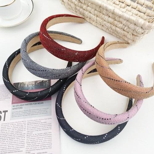 Glitter sponge headband ins new autumn and winter solid color headband wild ladies simple hair accessories headwear