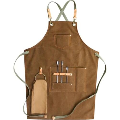 Barber denim apron custom logo printing coffee shop painting Korean fashion Japanese overalls men and women