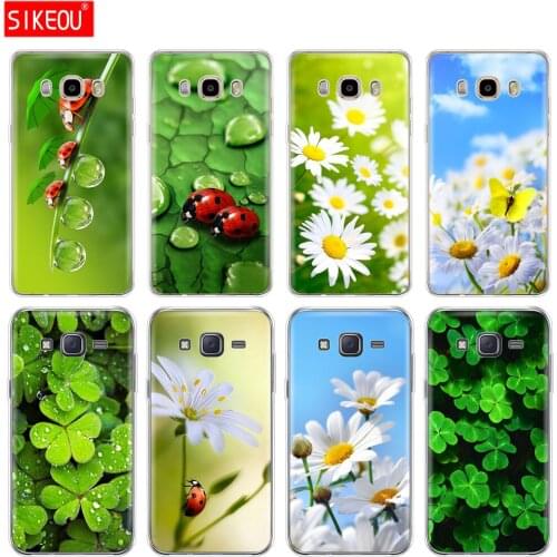 Silicone cover phone case for Samsung Galaxy J1 J2 J3 J5 J7 MINI 2016 2015 prime four leaf ladybug daisy