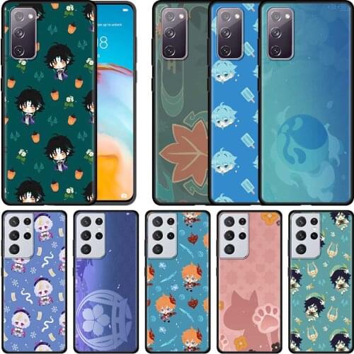 Cartoon Genshin Impact Silicone Phone Case For Samsung Galaxy S21 Ultra S20 FE 5G S10 Lite S9 S8 Plus S10e S7 Edge Cover Capas