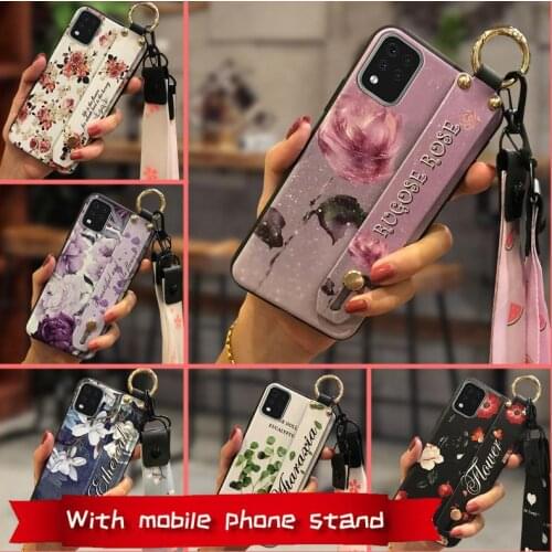 Back Cover Silicone Phone Case For LG K42 For Woman Soft Durable Wristband Fashion Design Waterproof