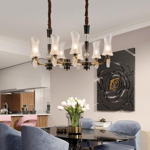 Italy LED Brass Kitchen Chandelier lighting Glass Lampshade copper lamp Luxury Living Room chandelier E14 commercial lighting