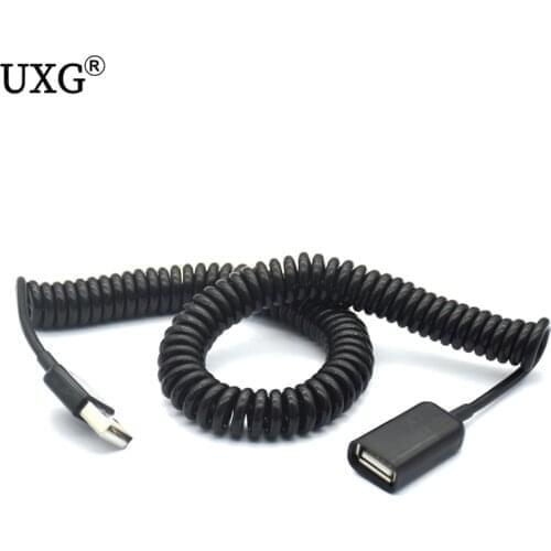 USB 2.0 Spring Extension Cable Type A Male to Female Extension Curl Spring Unique Computer Short Cable 50cm 200cm