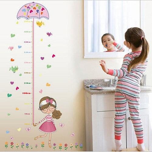 Umbrella Girl Height Chart Measure Wall Sticker Art Vinyl Decal Kids Room Decor Hot Wall Stickers raamstickers kerst poster